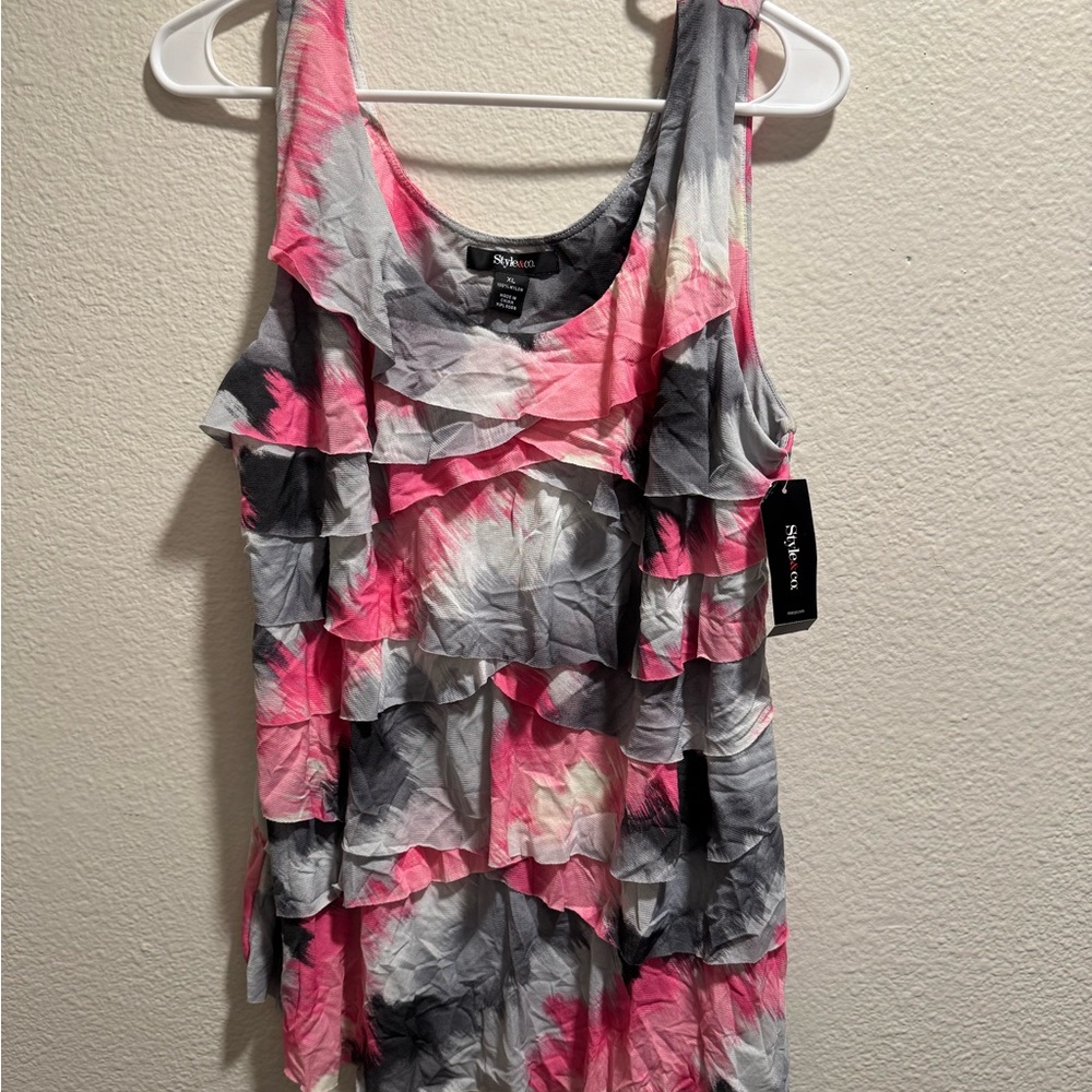 Style & Co, Nina Leonard Pink and Gray Layered Women's Top